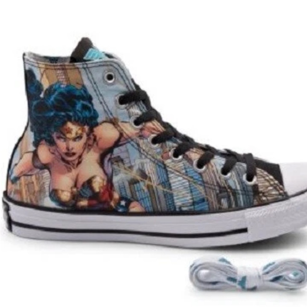 Converse Blue and Black High-Top Sneakers Wonder Woman